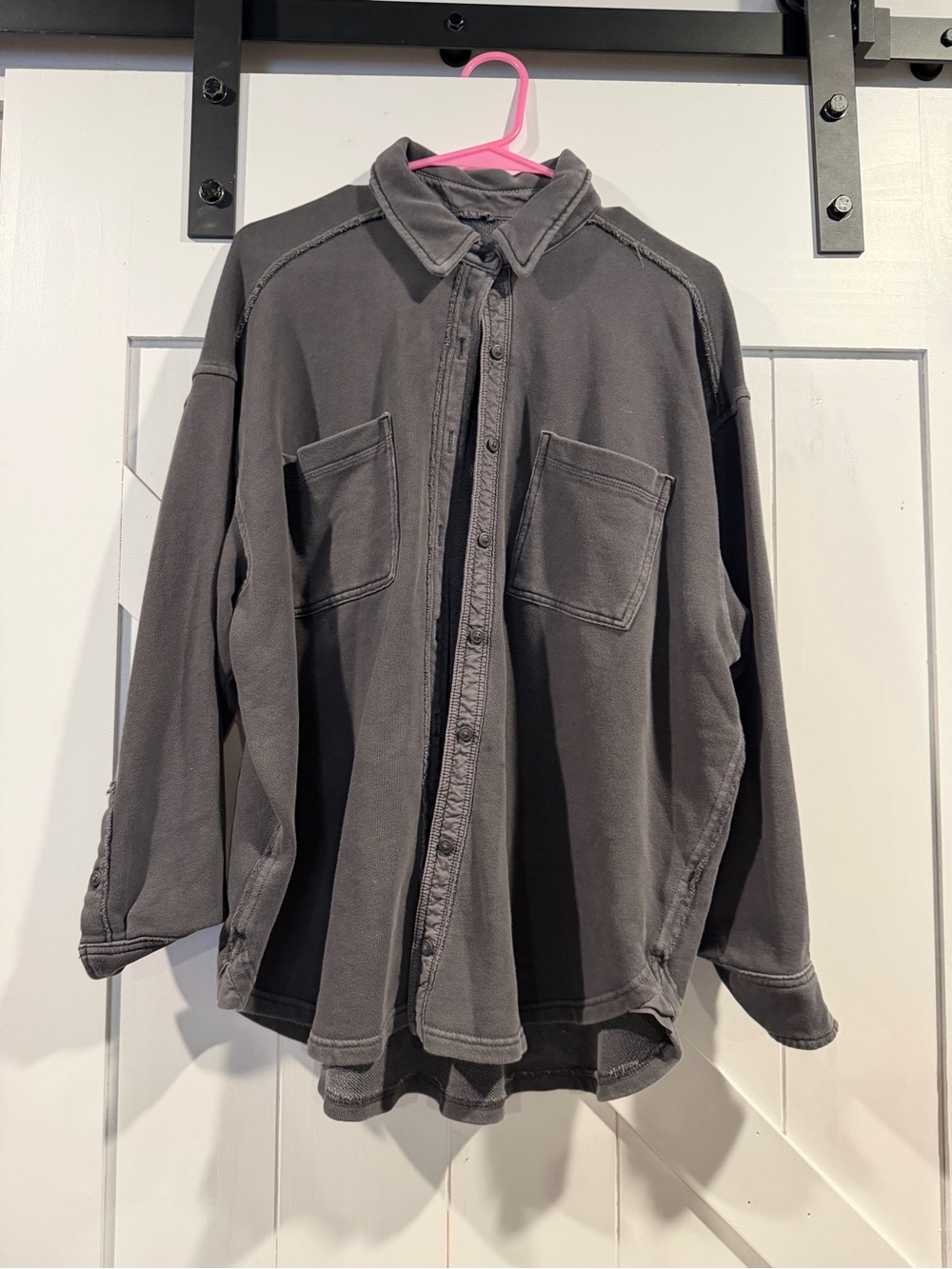 Aerie Woman’s Washed Charcoal Button-Up Overshirt